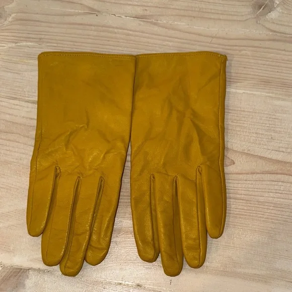 Express Mustard Yellow Leather Gloves - Picture 6 of 7